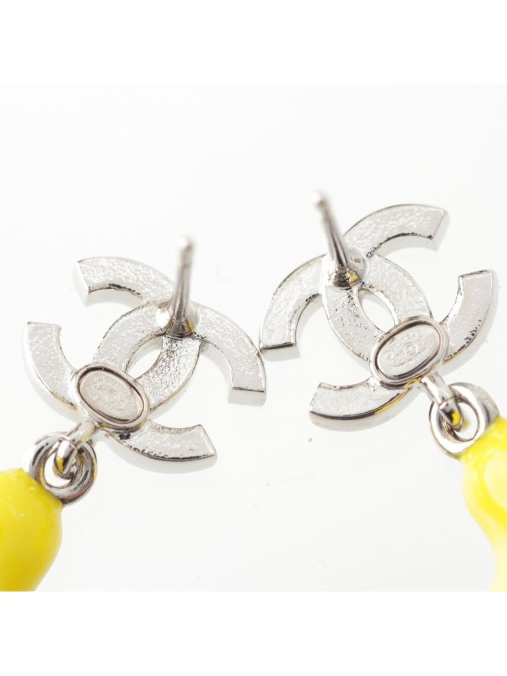 Chanel Chick CC Logo Earrings Yellow - Picture 6 of 10